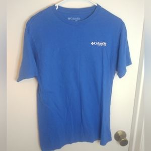 Columbia PFG Men T Shirt Fishing Short Sleeve Crew Neck 100% Cotton Blue Medium
